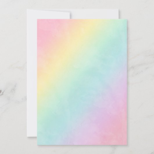 Regenboog Kleuren Pastels Verjaardagsfeestuitnodig Kaart (Achterkant)