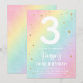 Regenboog Kleuren Pastels Verjaardagsfeestuitnodig Kaart (Voorkant / Achterkant)