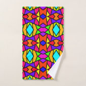 Regenboog Kleuren Patchwork Geometrisch Herhalend Bad Handdoek (Handdoek)