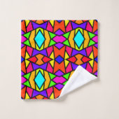 Regenboog Kleuren Patchwork Geometrisch Herhalend Bad Handdoek (Wasdoekje)