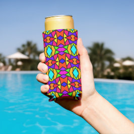 Regenboog Kleuren Patchwork Geometrisch Herhalings Seltzer Blikjeskoeler