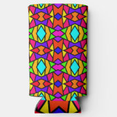 Regenboog Kleuren Patchwork Geometrisch Herhalings Seltzer Blikjeskoeler (Achterkant)
