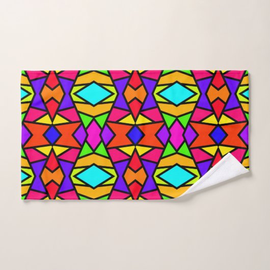 Regenboog Kleuren Patchwork Geometrische Herhaal P Bad Handdoek (Handdoek)