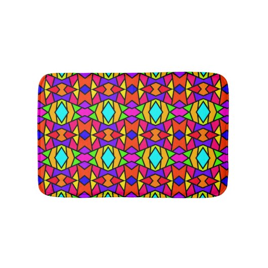Regenboog Kleuren Patchwork Geometrische Herhaal P Badmat (Voorkant)