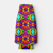 Regenboog Kleuren Patchwork Geometrische Herhaal P Flesjeskoeler (Voorkant)