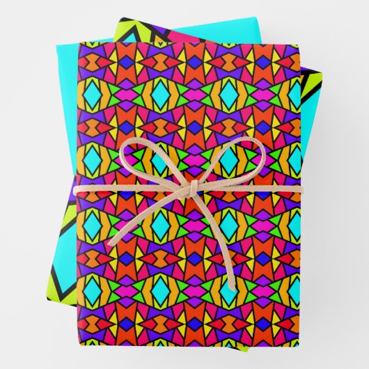 Regenboog Kleuren Patchwork Geometrische Herhaal P Inpakpapier Vel (In situ)