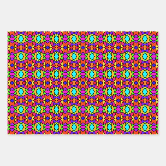 Regenboog Kleuren Patchwork Geometrische Herhaal P Inpakpapier Vel (Voorkant)