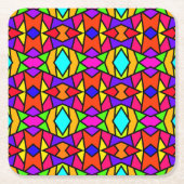 Regenboog Kleuren Patchwork Geometrische Herhaal P Kartonnen Onderzetters (Voorkant)