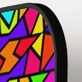 Regenboog Kleuren Patchwork Geometrische Herhaal P Pickleball Paddle (Links Detail)