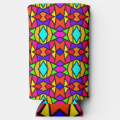 Regenboog Kleuren Patchwork Geometrische Herhaal P Seltzer Blikjeskoeler (Voorkant)