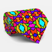 Regenboog Kleuren Patchwork Geometrische Herhaal P Stropdas (Opgerold)