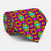Regenboog Kleuren Patchwork Geometrische Herhaal P Stropdas (Opgerold)