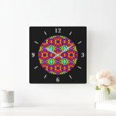 Regenboog Kleuren Patchwork Geometrische Herhaal P Vierkante Klok (Huis)