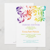 Regenboog kleuren scroll blad bruiloft vrijgezelle kaart (Voorkant / Achterkant)