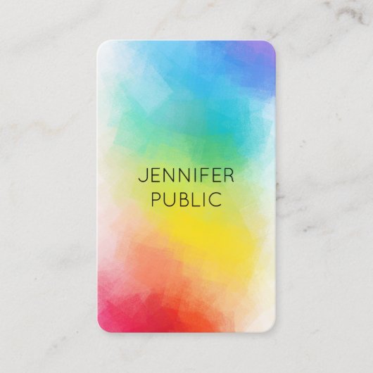Regenboog Kleuren Sjabloon Modern Kleurrijk Elegan Visitekaartje (Voorkant)