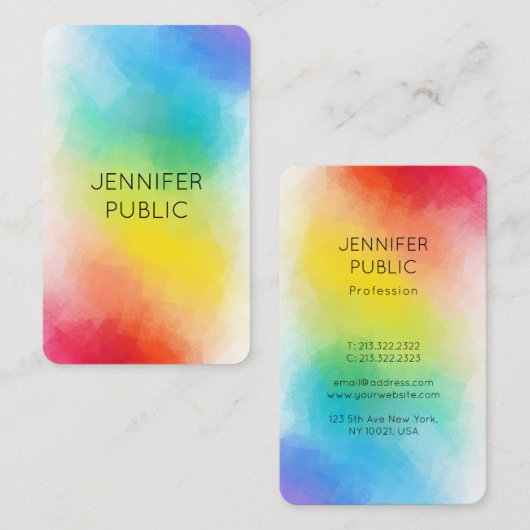 Regenboog Kleuren Sjabloon Modern Kleurrijk Elegan Visitekaartje (Voorkant / Achterkant)
