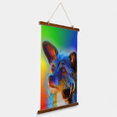 Regenboog Kleuren Terrier Abstract Hondenkunst Hangend Wandkleed (Gebogen)