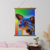 Regenboog Kleuren Terrier Abstract Hondenkunst Hangend Wandkleed (Slaapkamer)