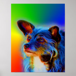 Regenboog Kleuren Terrier Abstract Hondenkunst Poster