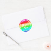 Regenboog Kleuren Verjaardag Party Meisje Dank U F Ronde Sticker (Envelop)