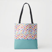 Regenboog Kleuren Waterverf Stijl Harten Kleurblok Tote Bag (Voorkant)