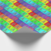 Regenboog kleurenblok Kerstbomen cadeauverpakking Cadeaupapier (Hoek)