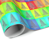 Regenboog kleurenblok Kerstbomen cadeauverpakking Cadeaupapier (Rol Hoek)
