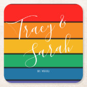 Regenboog Kleurenblok Strepen Kartonnen Onderzetters (Voorkant)