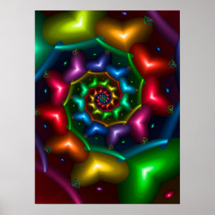 Regenboog Kleurige Harten Spiraal Poster