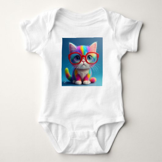 Regenboog Kleurige Kitten Met Bril-46568 Romper (Voorkant)