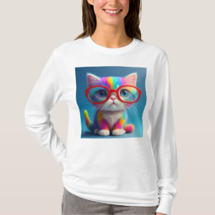 Regenboog Kleurige Kitten Met Bril-46568 T-shirt