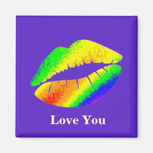 Regenboog Kleurige Lippen Magneet (Voorkant)