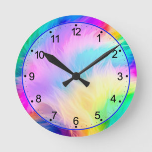 Regenboog Kleurige Vacht Ontwerp-75293 Ronde Klok