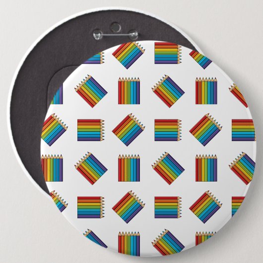 Regenboog Kleurpotloden Ronde Button 6,0 Cm (Voorkant /achterkant)