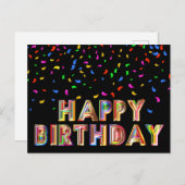 Regenboog Kleurrijk Confetti Gelukkige Verjaardag  Briefkaart (Voorkant / Achterkant)