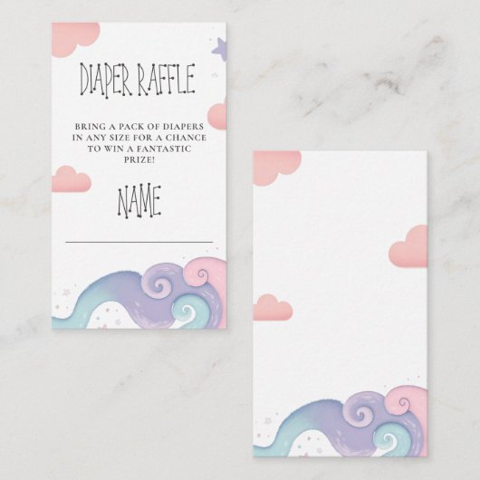 Regenboog Kleurrijk Op Cloud 9 Luier Raffle Informatiekaartje (Voorkant / Achterkant)