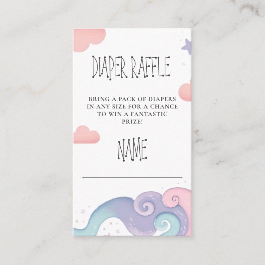 Regenboog Kleurrijk Op Cloud 9 Luier Raffle Informatiekaartje (Voorkant)