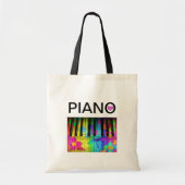 Regenboog Kleurrijk Piano Toetsenbord en Notities Tote Bag (Voorkant)