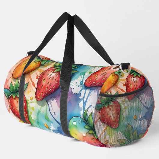 Regenboog kleurrijke aardbeien plunjezak (Rechterhoek)
