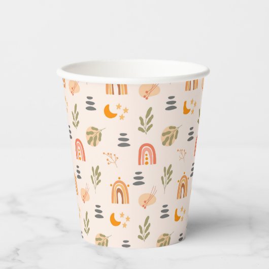 Regenboog Kleurrijke Boho Pattern Style Party Papieren Bekers (Voorkant)