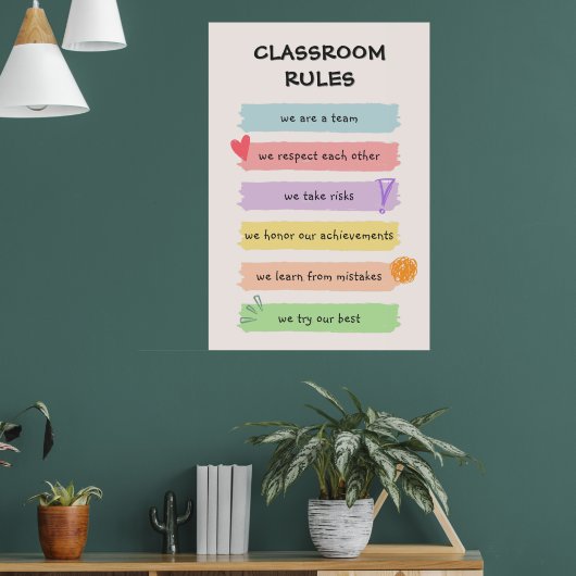 Regenboog Kleurrijke Custom Teacher's Classroom Re Poster (Woonkamer 1)