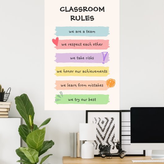 Regenboog Kleurrijke Custom Teacher's Classroom Re Poster (Thuiskantoor)