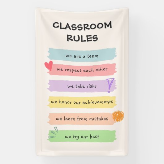 Regenboog Kleurrijke Custom Teacher's Classroom Re Spandoek (Verticaal)