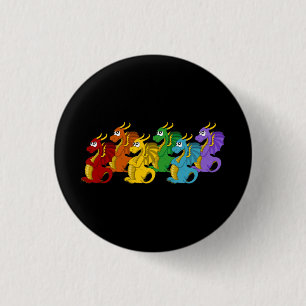 Regenboog kleurrijke draken cartoon  ronde button 3,2 cm