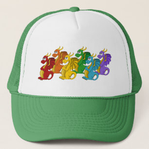 Regenboog kleurrijke draken cartoon trucker pet