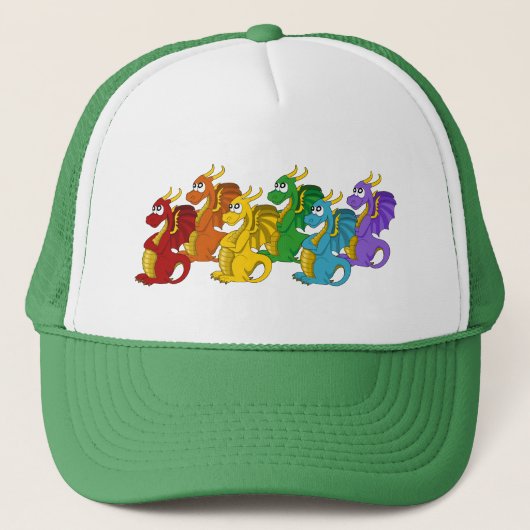 Regenboog kleurrijke draken cartoon trucker pet (Voorkant)