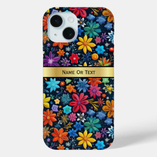 Regenboog Kleurrijke Elegantie: Uniek Bloemen Patr iPhone 15 Case