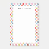 Regenboog Kleurrijke Geruite Gepersonaliseerde Post-it® Notes (Voorkant)