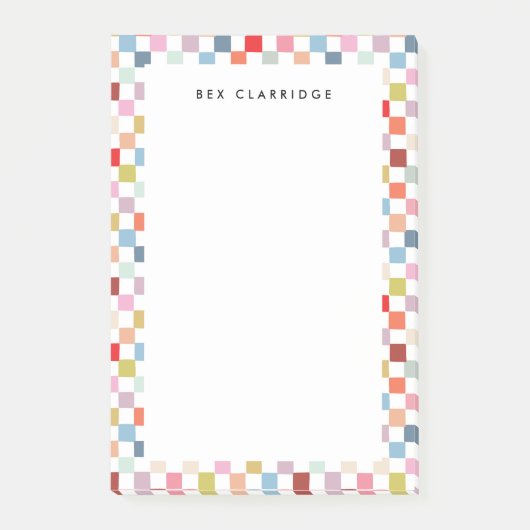 Regenboog Kleurrijke Geruite Gepersonaliseerde Post-it® Notes (Voorkant)