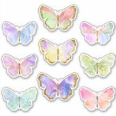 Regenboog kleurrijke gouden glitter vlinders stick sticker (Voorkant)